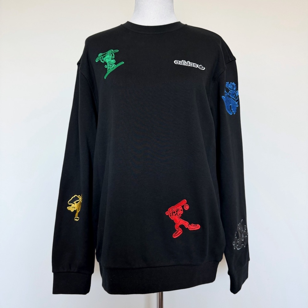 Adidas Disney Goofy Olympics Crewneck Sweatshirt Mens Size Medium Black Tokyo